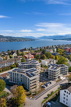 Aerial view of the residential development in Thalwil 2024